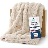 Bedsure Cloud Bubble Blanket, Soft Cozy Throw, Beige, 50"&times;60" | Lightweight Decorative, Fleece, Couch/Sofa/Bed, Soft, Cute, Gifts for Women, Room Decor
