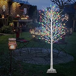 8FT Lighted Birch Tree with 210 LED Warm White and