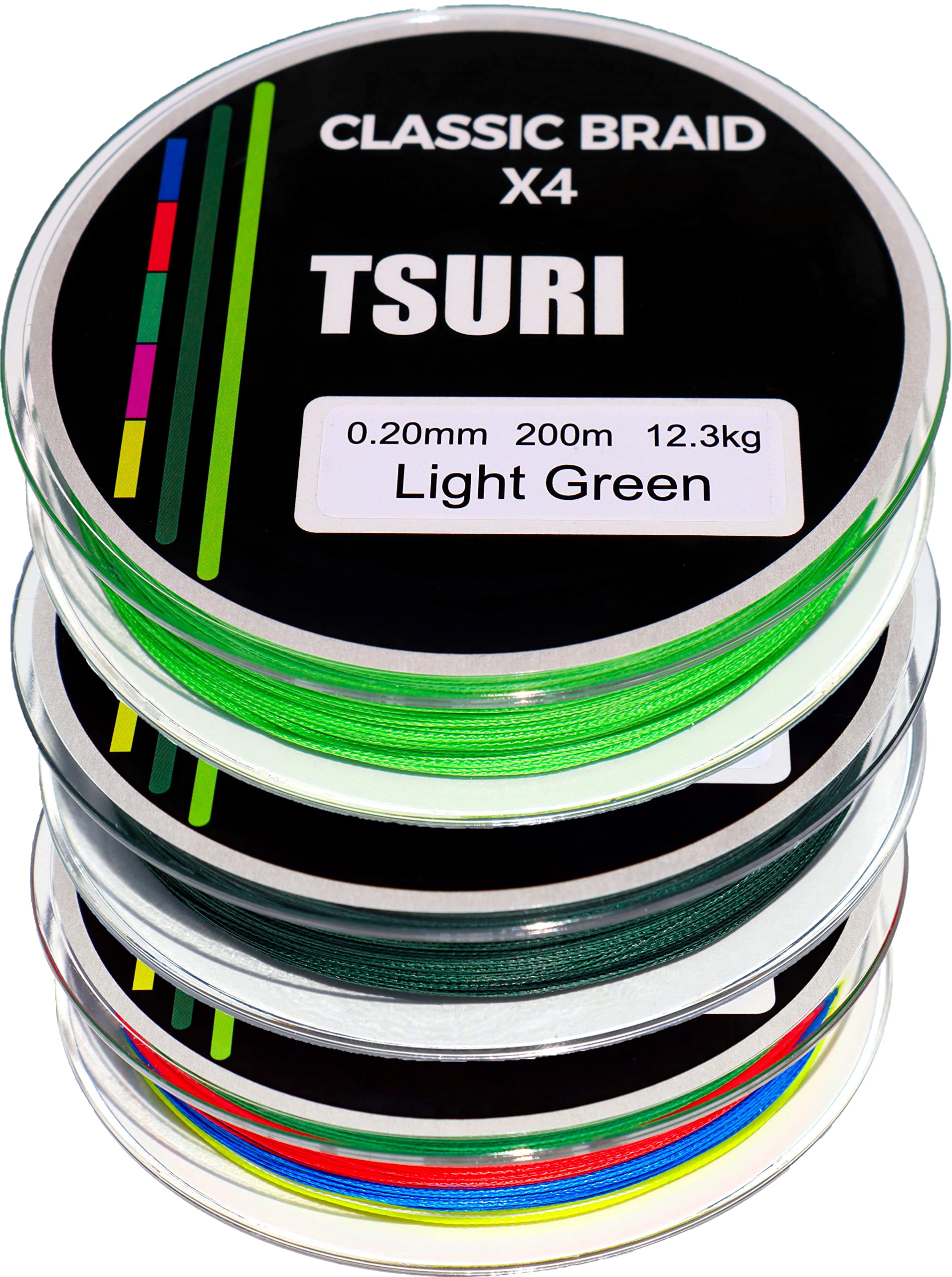 Fishing Braid 4 Strand 20/100 12/100 6/100 150m 200m Multicolor Predatory Green Sea Pike Trout (Dark Green, 150m - 40/100-25kg)