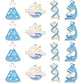 DanLingJewelry 20Pcs 4 Styles Chemistry Enamel Charms Microscope Science Laboratory Dangle Charms for DIY Jewelry Making