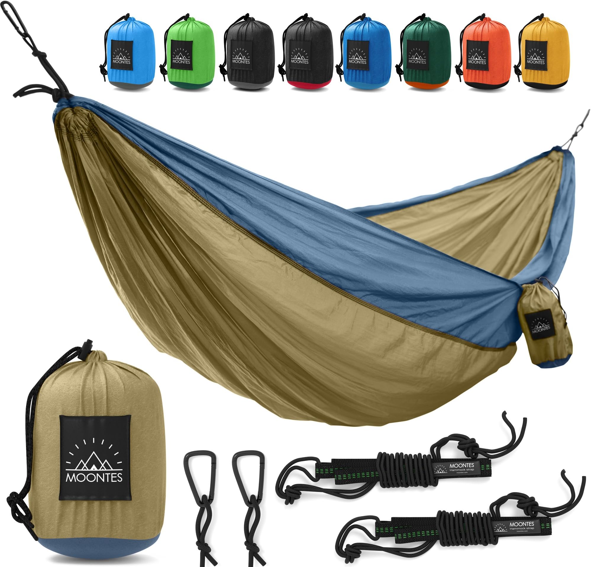 Double Camping Hammock with Straps - Best Quality Portable Camp Hammocks - Hammock Camping for Men Women Full Package 500 lbs 118" 78" New Military