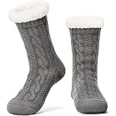 The Metluks Women's Knit Slipper Socks with Non-slip Grippers, Warm Fuzzy Fluffy Sherpa Lined, Cozy Christmas Gifts