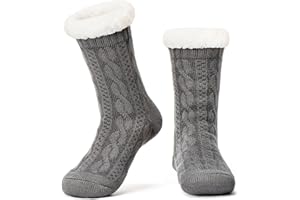The Metluks Women's Knit Slipper Socks with Non-slip Grippers, Warm Fuzzy Fluffy Sherpa Lined, Cozy Christmas Gifts