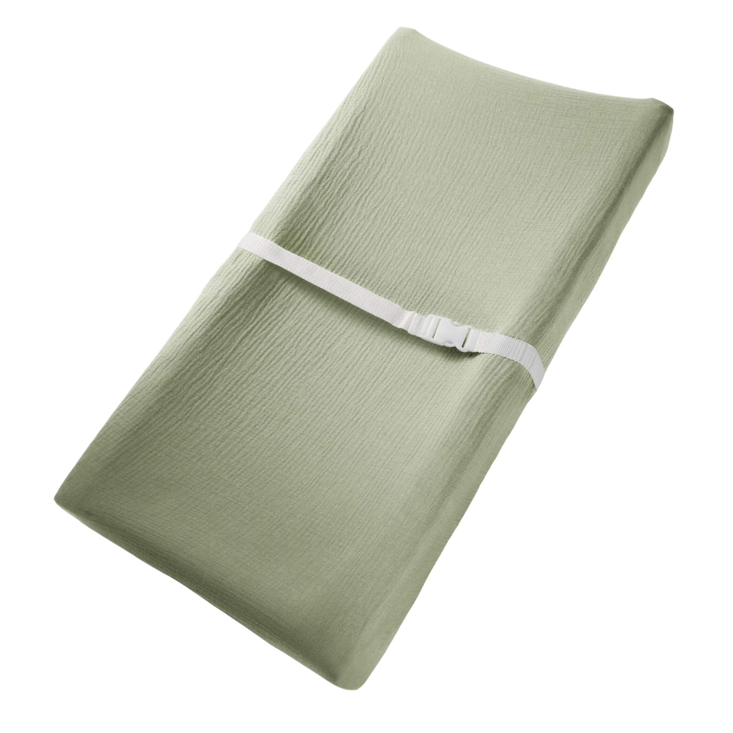 Comfy Cubs Muslin Fitted Changing Mat Cover - 100% Cotton, Soft & Breathable, Universal Fit Baby Changing Pad Cover for Flat & Curved Mats - Machine Washable & Gentle on Baby’s Skin - Sage