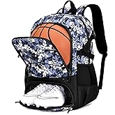Hsmihair Basketball Backpack Large Sports Bag for Men&Youth,Gym Bag with Separate Ball & Shoes Compartment,Travel Bag for Basketball,Soccer,Volleyball