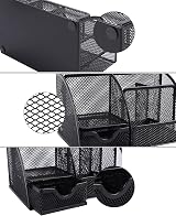 EasyPAG Office Mesh Desk Tidy with Drawer Black view 3
