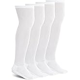 Athlemo Non-Binding Over the Knee Diabetic Socks for Men, 4 Pairs Circulatory Socks with Cushion Soles
