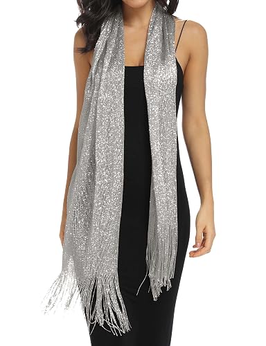 Rheane Women's Scarves & Wraps Evening Dresses for Women Gold Wrap Shawls  and Wraps for Evening Dresses Fall Shawls for Weddings (Dark Gray with  Silver Glitter) in Dubai - UAE | Whizz