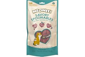 MEOWEE! Savory Spoonables with Real Salmon, Tuna & Krill, 8 Count Tube, Triple Flavor Squeezable Lickable Wet Treats for Cats with Built-in Spoon for Less Mess