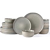 AmorArc Ceramic Dinnerware Sets,Round Reactive Glaze Stoneware Plates and Bowls Set,Highly Scratch Resistant | Dishwasher & Microwave Safe Dishes,Service for 6 (18pc)