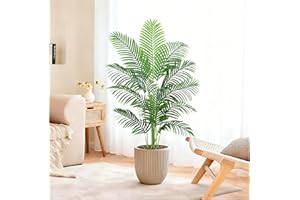 FSOHOI Artificial Fake Palm Tree 4FT Artificia Plants Indoor Fake Tree Tropical Faux Plam Trees Areca Floor Plant in Pot with