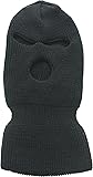 ArmyU Black 3-Hole Face Mask Acrylic, Ski Winter Cold Weather Hat Balaclava - Made in USA
