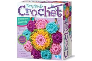 4M: Easy-to-Do Crochet - DIY Knitting Craft Kit, Learn 3 Yarn Work Projects, Create Coasters-Mini Bag-Placemat, All-in-1 Set, Beginners & Kids Ages 8+