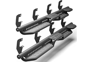 LONGSUN Running Boards Side Steps Two Raised Step Compatible with 2019-2025 Chevy Silverado & GMC Sierra 1500, 2020-2025 Chevrolet Silverado/GMC Sierra 2500HD 3500HD Crew Cab Powder Coated Nerf Bars