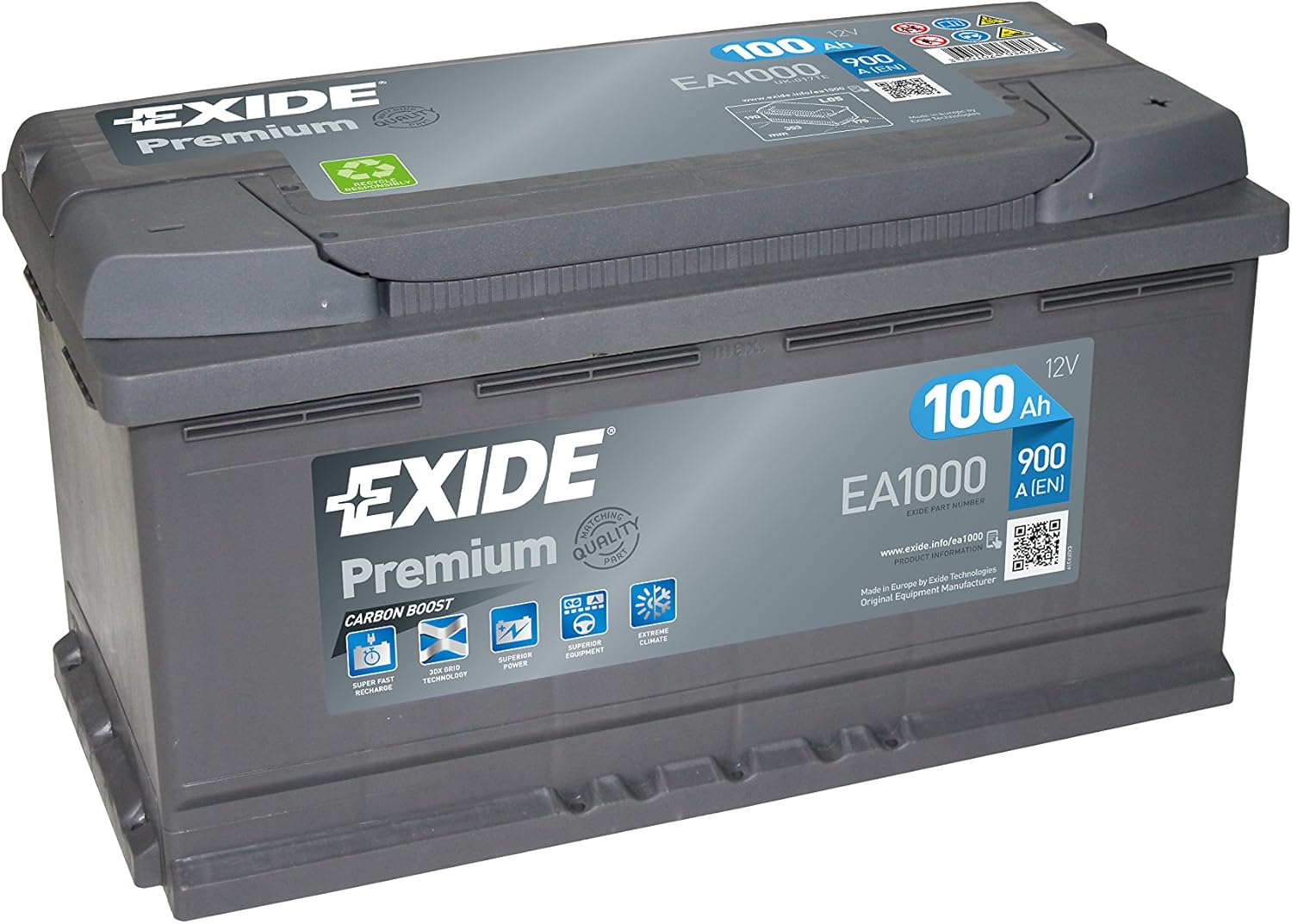 Exide EA1000 Premium Superior Power Autobatterie 12V 100Ah 900A (EN