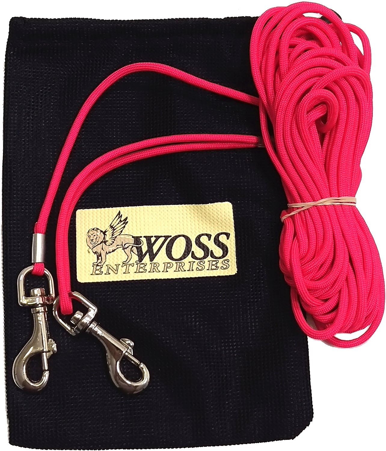 Leashinabag Lightweight 25 Ft. Red Paracord Pet Tie-Out with Handle Loop. For Dogs up to 35 Pounds. 100% USA Made.