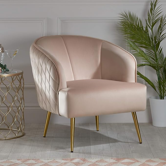 Birlea, Bella Chair Blush Pink, velvet fabric, Armchair Amazon.co.uk