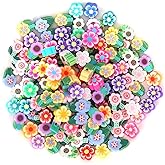KALIONE 200 Pieces Mixed Flowers Clay Beads, Cute Flower Polymer Clay Beads Charms, 2 Shapes Colorful Flower Spacer Beads Charms for Earring Bracelets Necklace Jewelry DIY Crafts Making Supplies