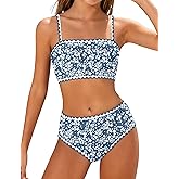 ADIFUN Girls Swimsuit Adjustable Shoulder Straps with Chest Pad Bikini with Cover Up Skirt 3 Piece Bathing Suit for Teen Girl