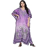 Oussum Women Plus Size Kaftans Kimono Polyester Dresses Loose Caftan Dress Ladies Evening Casual Long Maxi Lounge Beach Wear