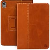Casemade Real Leather Case Compatible with iPad mini 7 (A17 Pro) / 6th Gen (2021) - Full-Grain Leather Cover, Auto Sleep/Wake, Dual Stand Position (Tan)