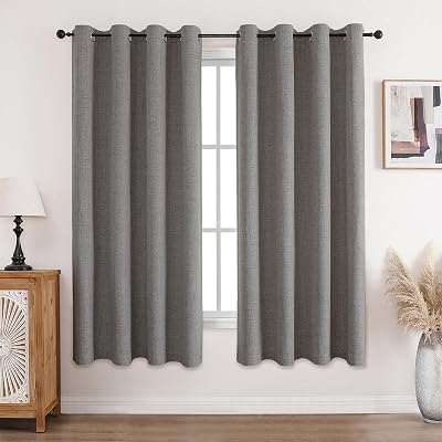CUCRAF 100% Blackout Curtains Charcoal Grey 72 Inch Drop 2 Panels 52x72