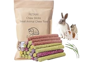 Petawi 42PCS Natural Timothy Hay Sticks Bunny Toys for Rabbit, Guinea Pig, Chinchilla, Hamster, Rat, Gerbil Small Animals Che