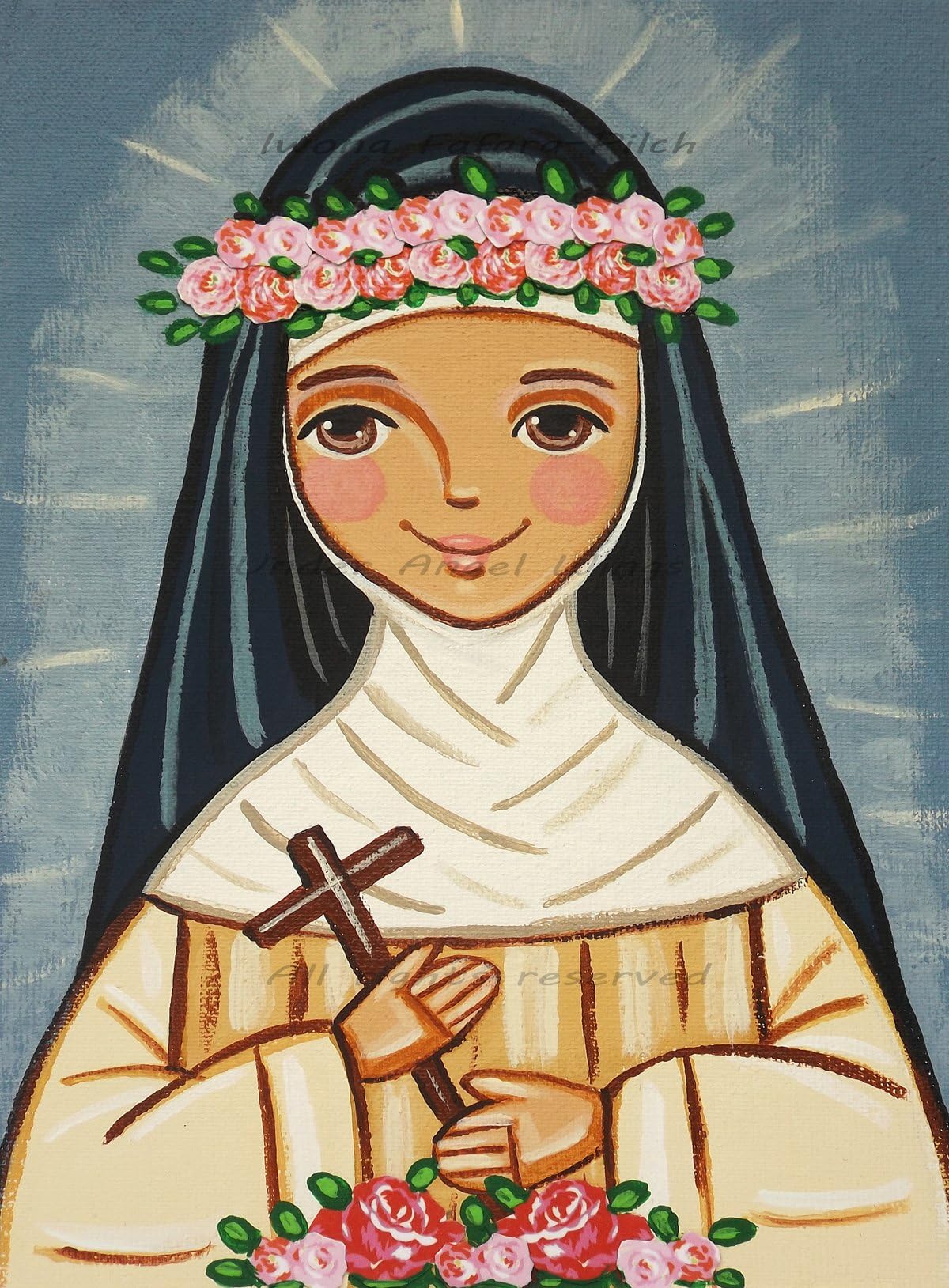 Saint Rose of Lima print St Rose print St Rose painting Saint Rose painting Saint picture Catholic wall art Catholic saint print Catholic painting Patron saint Religious print First communion gift