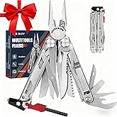 BIBURY Multitool Pliers BI2038B, 22-in-1 Stainless Steel Multi Tool with Flint, Window Breaker, Scissors, Back Clip, Folding
