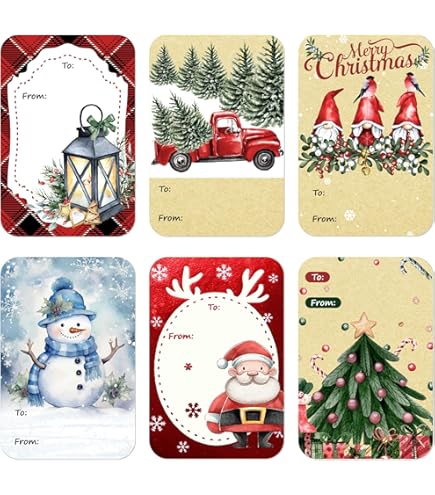 720 Piezas De Etiquetas Autoadhesivas Para Regalos De Navidad, Etiquetas De Nombre Kraft De Navidad, Pegatinas Navideñas De Kraft Natural, Etiquetas De Papel, Etiquetas Para Regalos Para Decoración