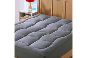 ELVEN HOME King Mattress Topper Pillow Top Cooling Mattress Pad Quilted Fitted Thick Mattress Cover King Size Bed 8-21" Deep Pocket, Grey