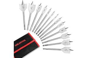 AIMLENTOOL 13 Piece Spade Drill Bit Set, Paddle Flat Bit for Woodworking, Hole Cutter Wood Drill Bit Set with Quick Change Shank, 1/4" to 1-1/2", Nylon Storage Pouch Included