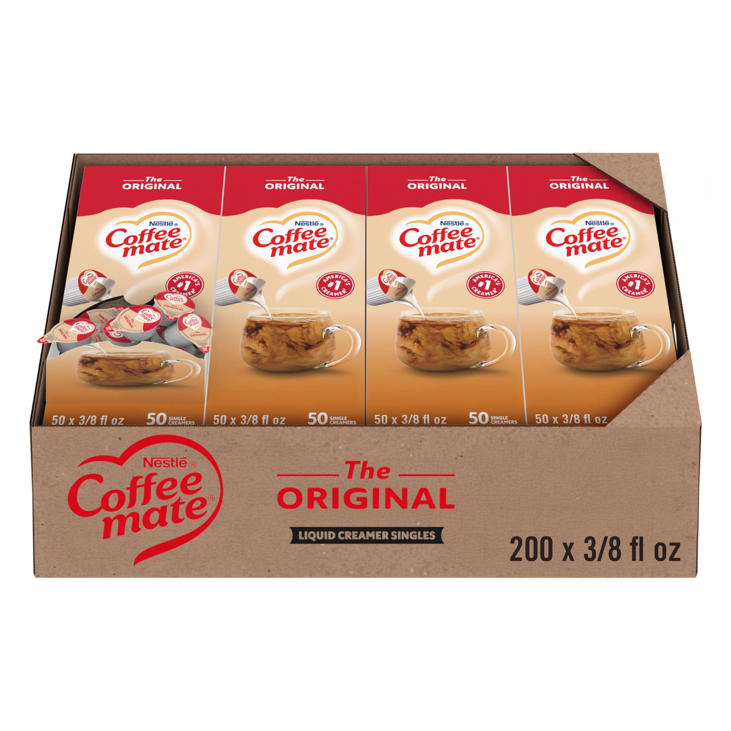 Nestle Coffee mate Coffee Creamer, Original, Liquid Creamer Singles, Non Dairy, No Refrigeration, 0.375 fl oz Tubs (Pack of 200)