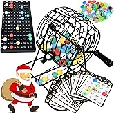 Queensell Bingo Game for Adults - Best Board Game With Metal Cage, Balls Set, and Cards - Family Game for Large Groups