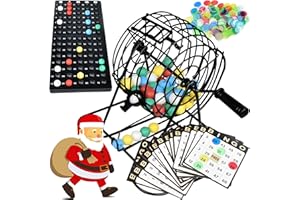 Queensell Bingo Game for Adults - Best Board Game With Metal Cage, Balls Set, and Cards - Family Game for Large Groups