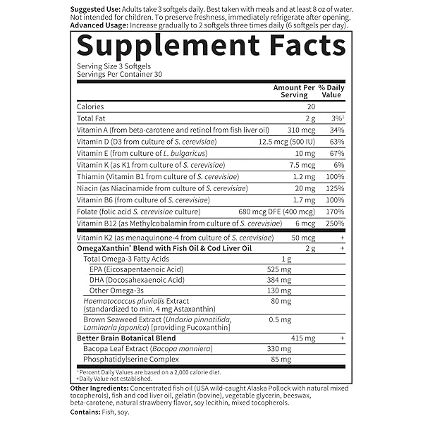 GARDEN OF LIFE ULTRA PURE EPA/DHA OMEGA 3 FISH OIL – OCEANS 3 BETTER BRAIN SUPPLEMENT WITH ANTIOXIDANTS, 90 SOFTGELS