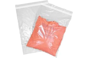 Innovative Haus 14" x 20" 100 Pack Self Seal Clear Poly Bags with Suffocation Warning for Packaging and Permanent Strong Adhesive. Plastic Bag for Shipping T-Shirts and Clothing