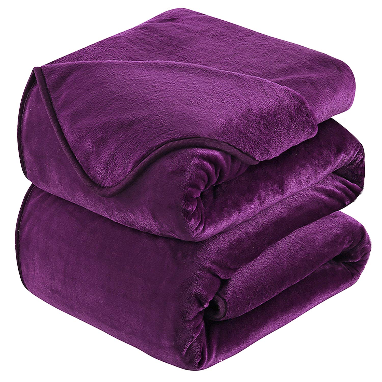 HOZY Fleece Blanket 350GSM Super Soft Fluffy Solid - No Static Throws for Large Bedspread/Sofa- Purple 220 x 240cm — image 1