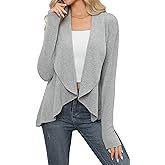 HIYIYEZI Cardigans for Women Casual Long Sleeve Open Front Soft Draped Lapel Cardigans