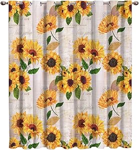 Futuregrace Elegant Blackout Curtains by, Sunflower with Newspaper Background Livingroom Bedroom Darkening Window Draperies & Curtains Home Office Decor 52" W by 84" L
