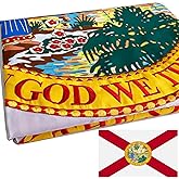 Florida State Flag Embroidered 3x5 Outdoor Double Sided Heavy Duty FL State of Florida Flags Banner for Outside 3ply Embroidered with 2 Brass Grommets Vivid Colors Waterproof