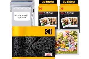 KODAK Mini 3 ERA 4PASS Portable Photo Printer (Yellow, Printer + Initial 8 Sheets + 60 Sheets)