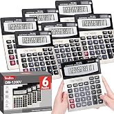 6 Pack Calculator Bulk, Calculators Desktop 12 Digit Extra Large LCD Display with Sensitive Butto, Solar and Battery Dual Power, Desk Calculator for Office, School, Home