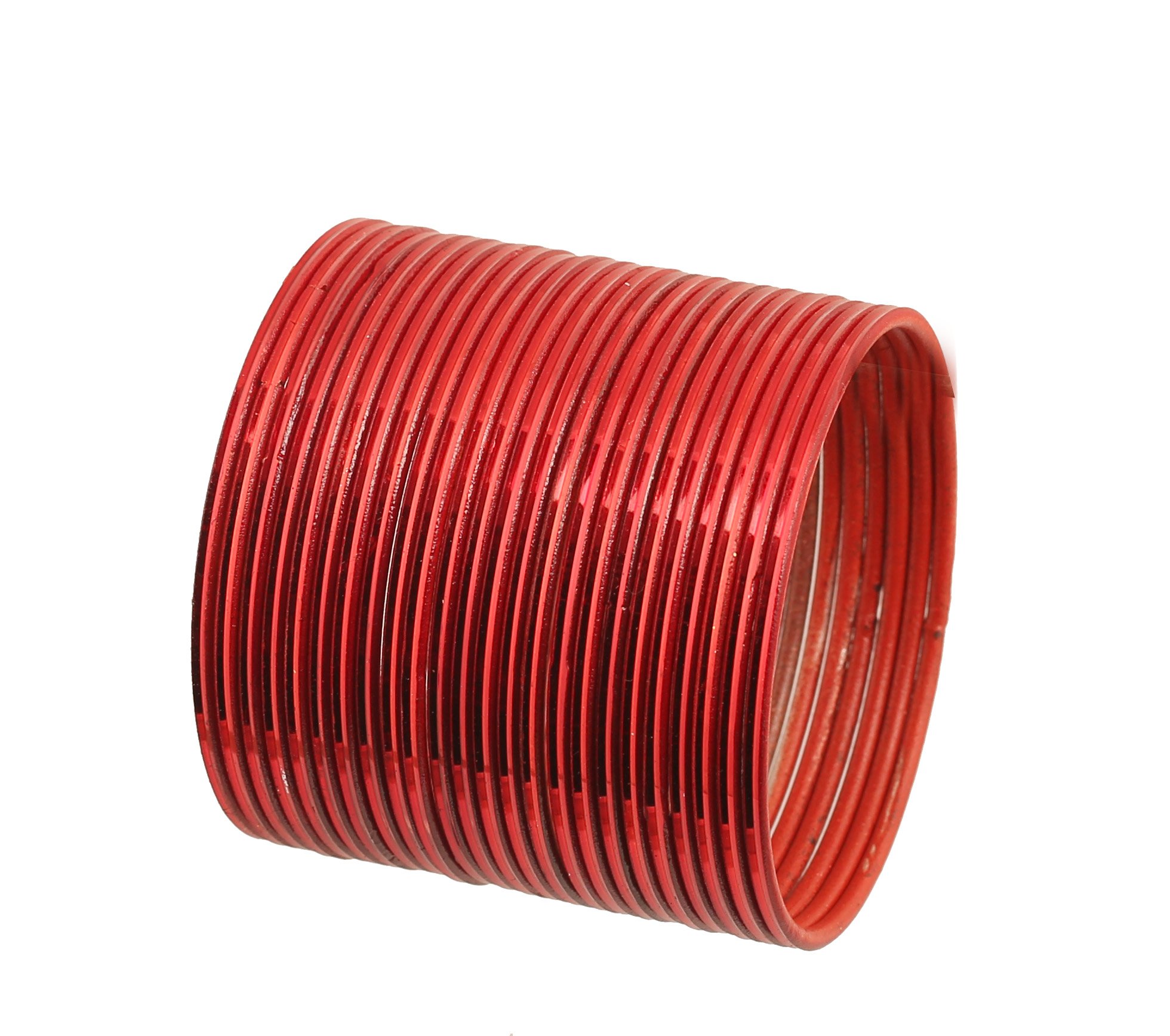 Touchstone "Colorful Bangle Collection Attractive Look Glossy Red Textured Color Indian Bollywood Thin Designer Jewelry Metal Bangle Bracelets for Women. Set of 24.