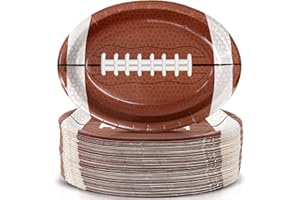 Sawowkuya 100Pcs Football Party Supplies Football Shaped Disposable Paper Dinner Plates Tableware for Sports Game Birthday Tailgate Party Decoration
