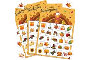 MISS FANTASY Thanksgiving Games Thanksgiving Bingo Game for Kids 24 Players Bingo Cards for Family Toddlers Activities Kids Classroom Party