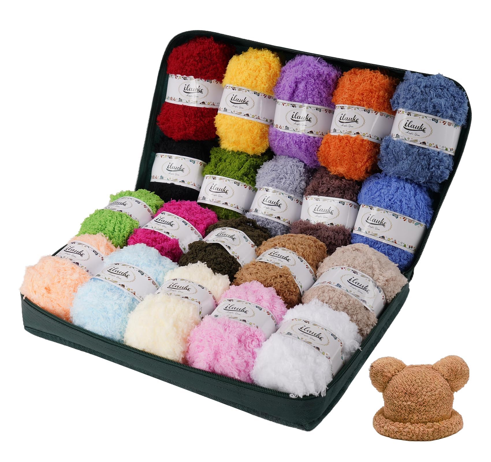 Ilauke Fluffy Yarn 20x30g, Chunky Yarn for Knitting & Crochet, Soft Knitting Wool for Blanket, Baby Clothes & Dolls, Rug