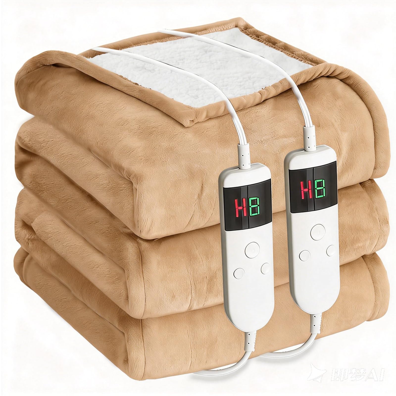 Photo 1 of Electric Heated Blanket Queen Size 84''x90'' - Dual-Control Heating Blanket, Soft & Warm Flannel 10-Level Temperature Control, 8 Hours Auto Off, Rapid Heating & Overheat Protection