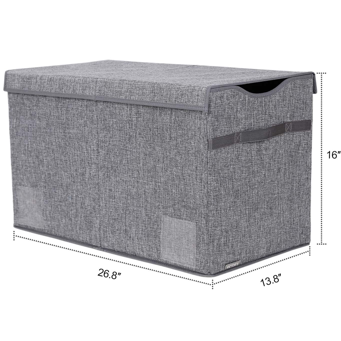 Large Toy Box Chest with Lid, Collapsible Sturdy Toy Storage Organizer Boxes Bins Baskets for Kids, Boys, Girls, Nursery, Playroom (Linen Gray)
