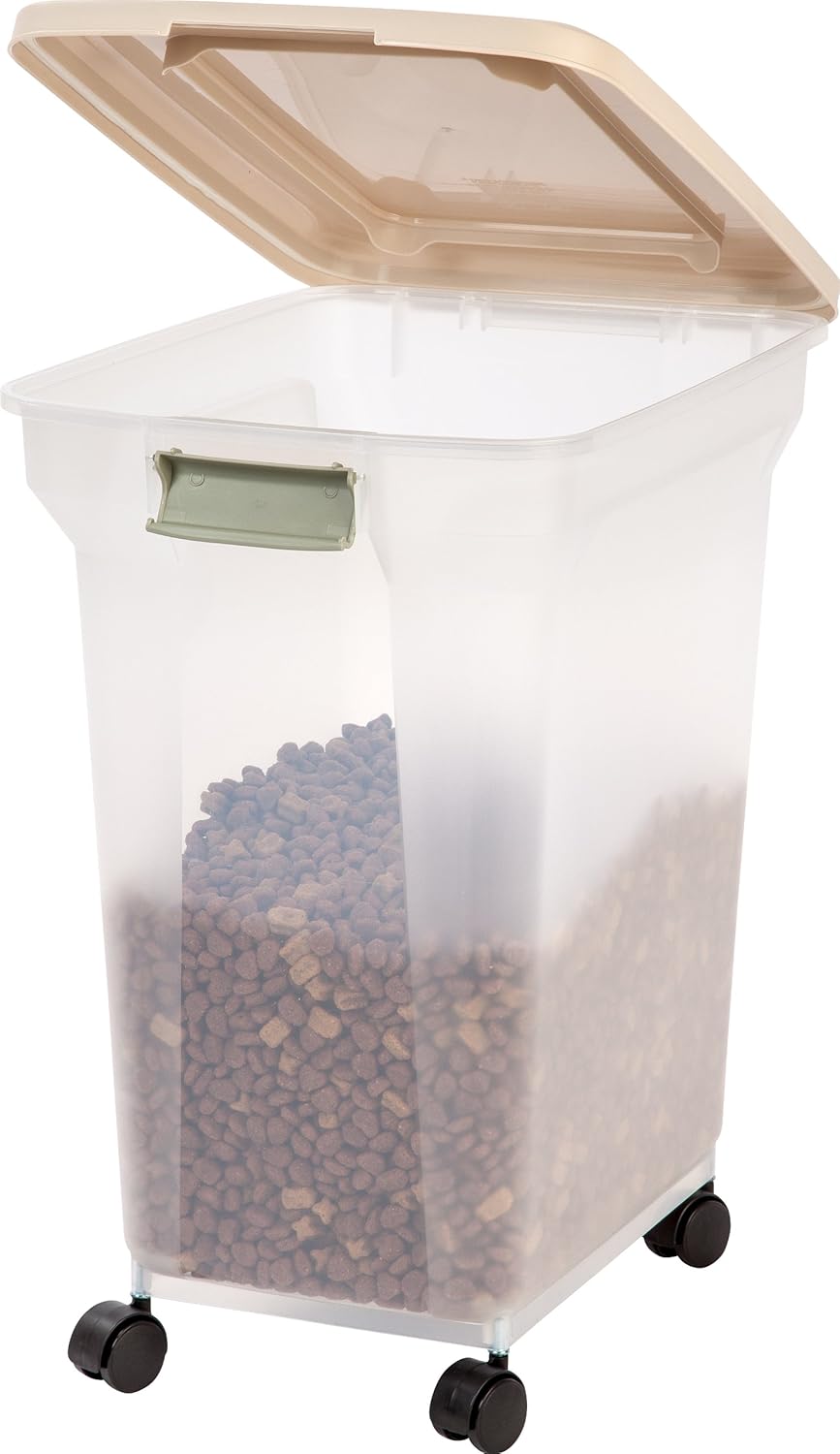 Pet Supplies : IRIS Premium Airtight Pet Food Storage Container, 42-Pounds, Almond : Pet Food Storage Products : 